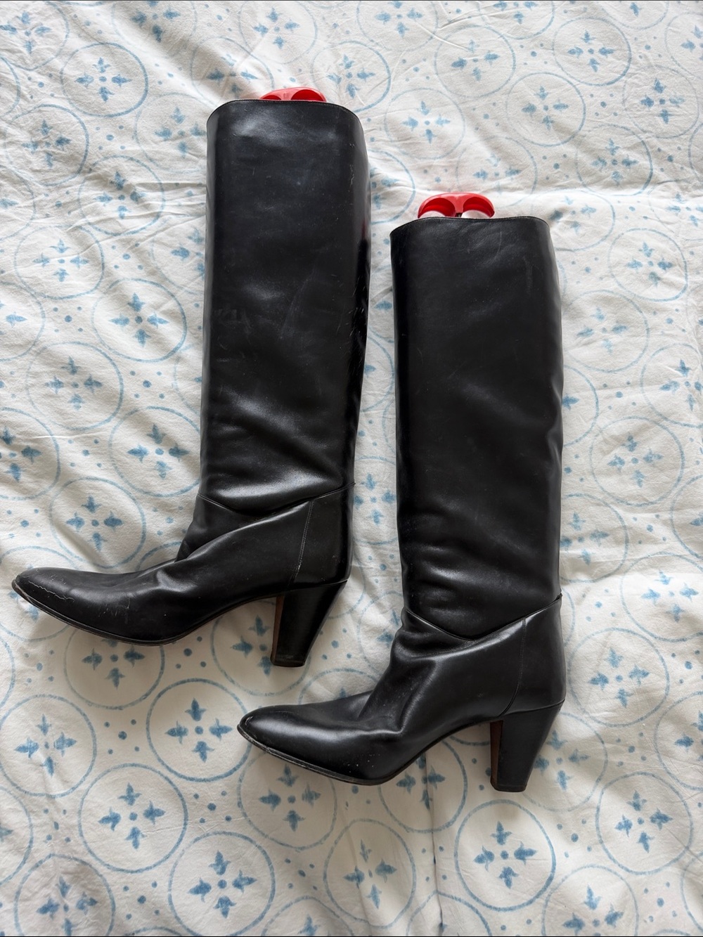Andrea Carrano Black Knee-High Block Heel Boots - Women's Fashion Boot